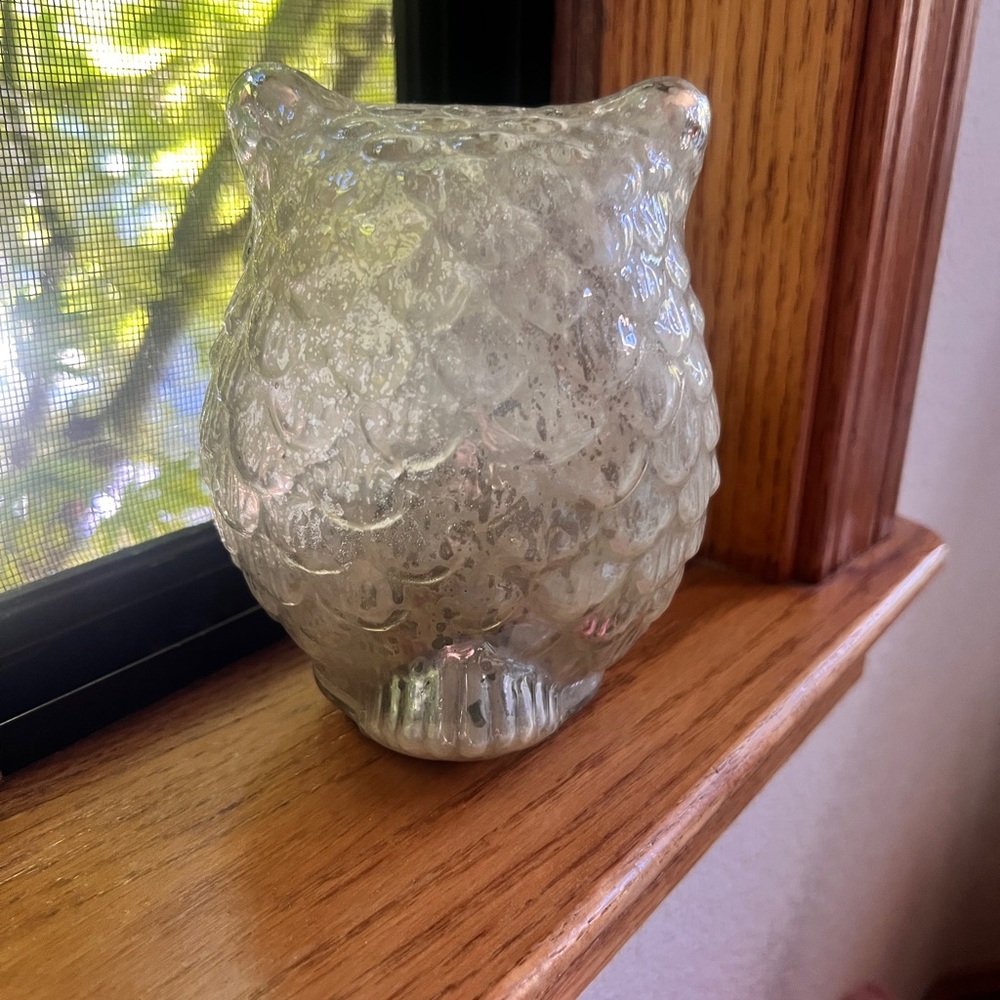 Clear Glass Owl Figurine Decorative Sculpture - Picture 2 of 3